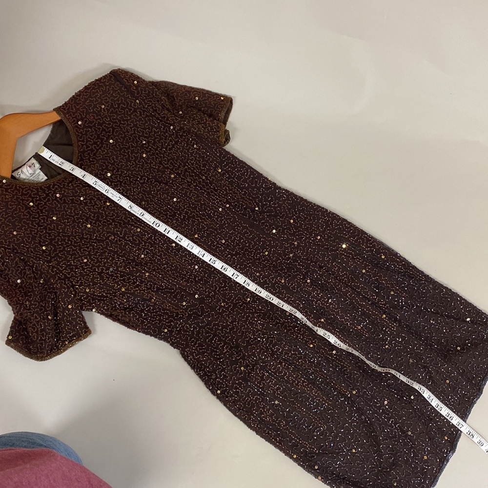 Sz 8 Stenay Brown beaded party dress